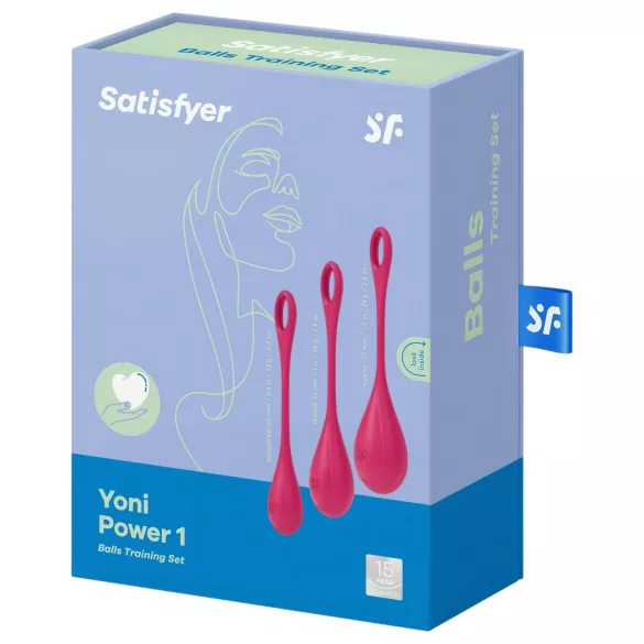 Satisfyer Yoni Power 1 - kulki gejszy - zestaw 3 sztuki - czerwony