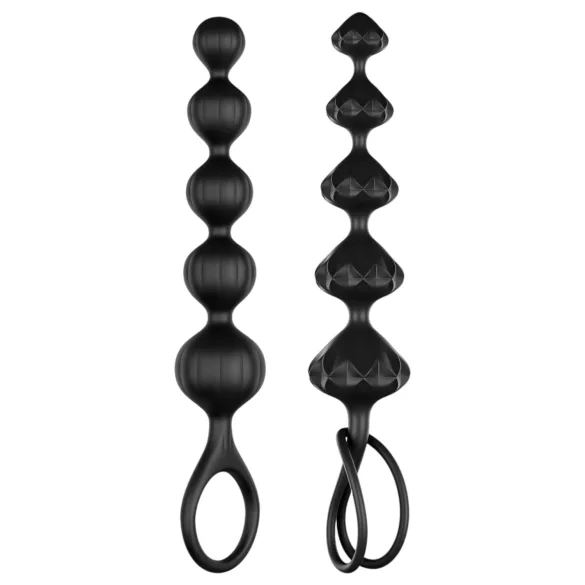 Satisfyer Love Beads - zestaw koralikowych dildo analnych - silikon czarny
