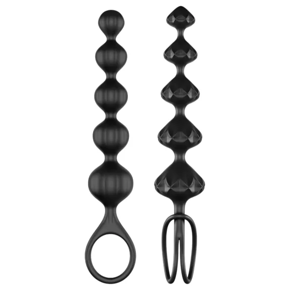 Satisfyer Love Beads - zestaw koralikowych dildo analnych - silikon czarny