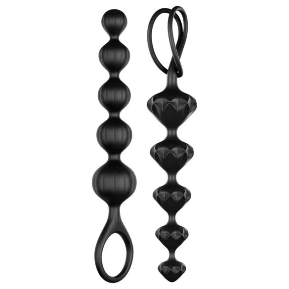 Satisfyer Love Beads - zestaw koralikowych dildo analnych - silikon czarny