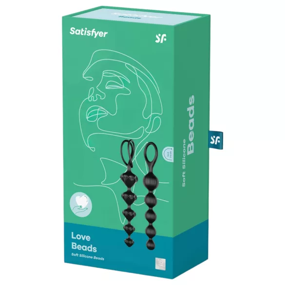 Satisfyer Love Beads - zestaw koralikowych dildo analnych - silikon czarny