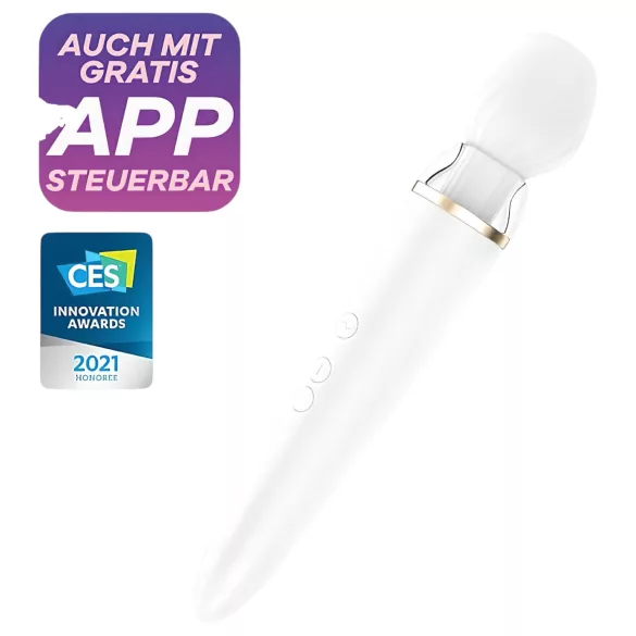Satisfyer Double Wand-er - sterowany aplikacją masażer wibrator (biały)