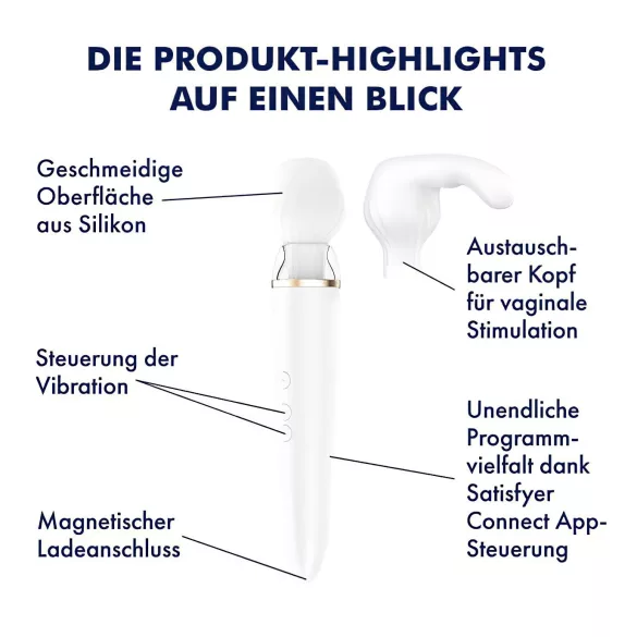 Satisfyer Double Wand-er - sterowany aplikacją masażer wibrator (biały)