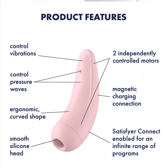 Satisfyer Curvy 2+ - stymulator łechtaczki fale powietrzne - różowy