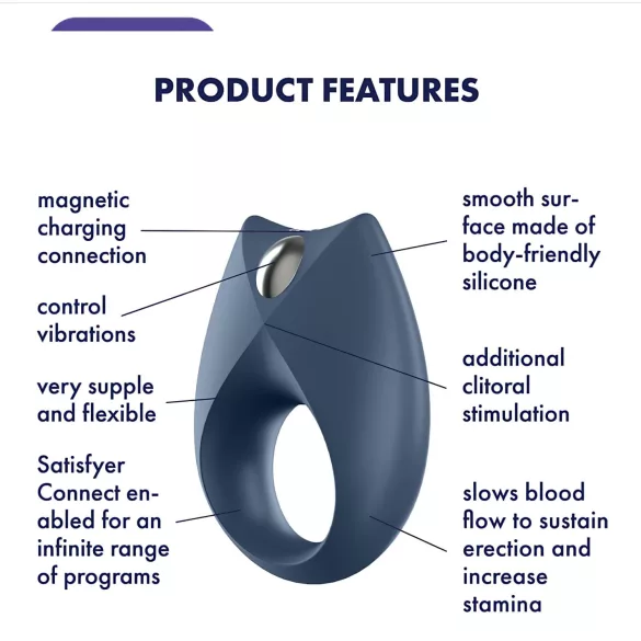 Satisfyer Royal One - pierścień na penisa wibrujący - sterowanie aplikacją
