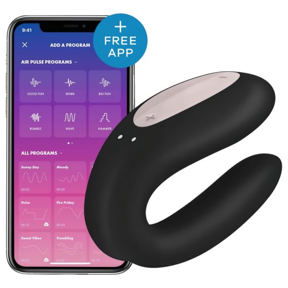Satisfyer Double Joy - inteligentny wodoodporny wibrator dla par (czarny)