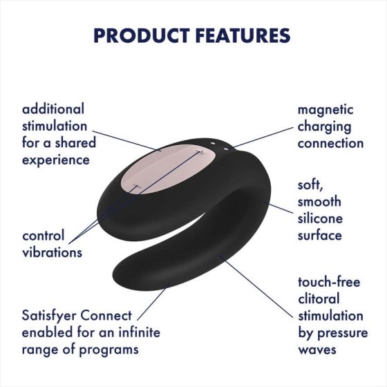Satisfyer Double Joy - inteligentny, zasilany bateryjnie, wodoodporny wibrator (czarny)