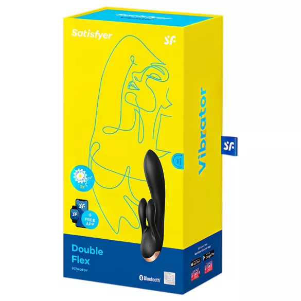 Satisfyer Double Flex - wibrator z ramieniem łechtaczkowym sterowany aplikacją (czarny)