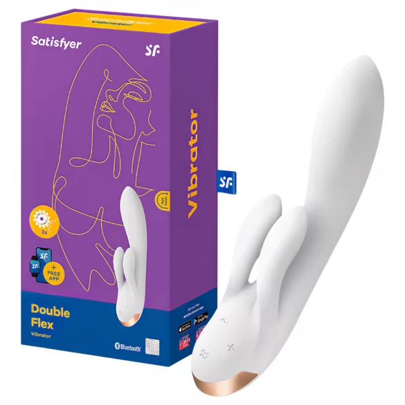 Satisfyer Double Flex - wibrator z ramieniem na łechtaczkę sterowany aplikacją (biały)