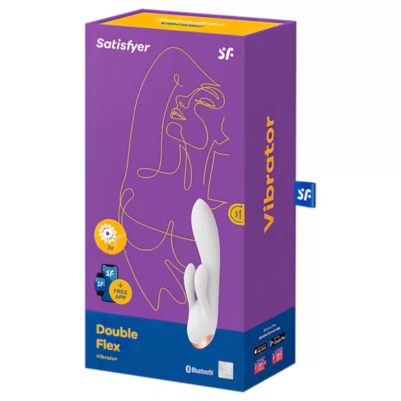 Satisfyer Double Flex - wibrator z ramieniem na łechtaczkę sterowany aplikacją (biały)