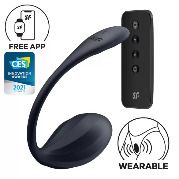 Satisfyer - jajko wibrujące z pilotem - żebrowane - czarne