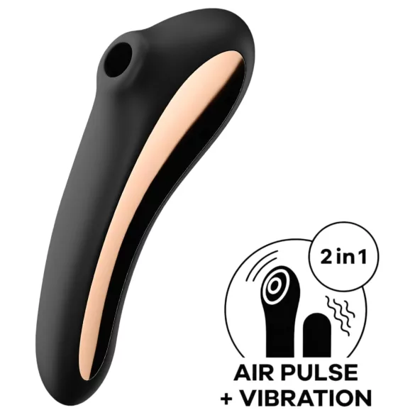 Satisfyer Dual Kiss - wibrator łechtaczkowo-pochwowy - akumulator - czarny