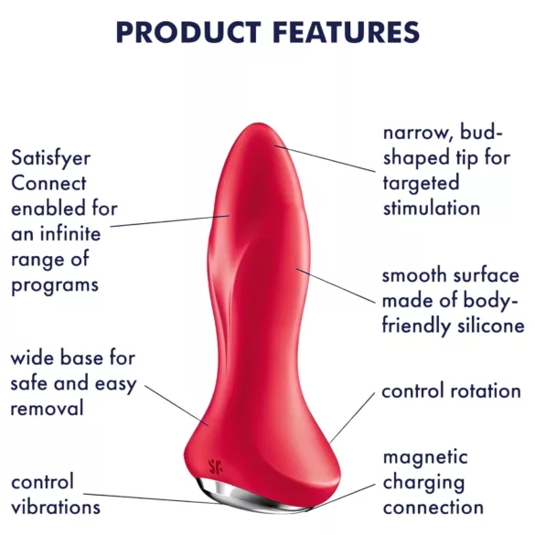 Satisfyer Rotator Plug 1 - koralikowy wibrator analny (czerwony)