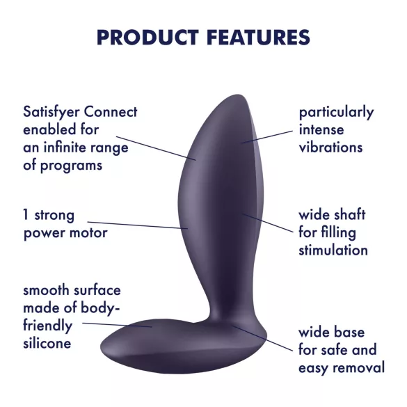 Satisfyer Power Plug - wibrujący korek analny - sterowanie aplikacją - fioletowy
