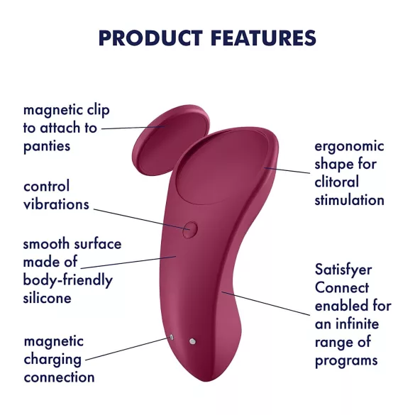 Satisfyer Sexy Secret - majtki wibrujące sterowane aplikacją (czerwone)