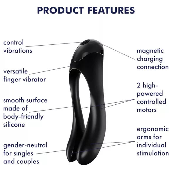 Satisfyer Candy Cane - wodoodporny, ładowany wibrator dwuramienny (czarny)