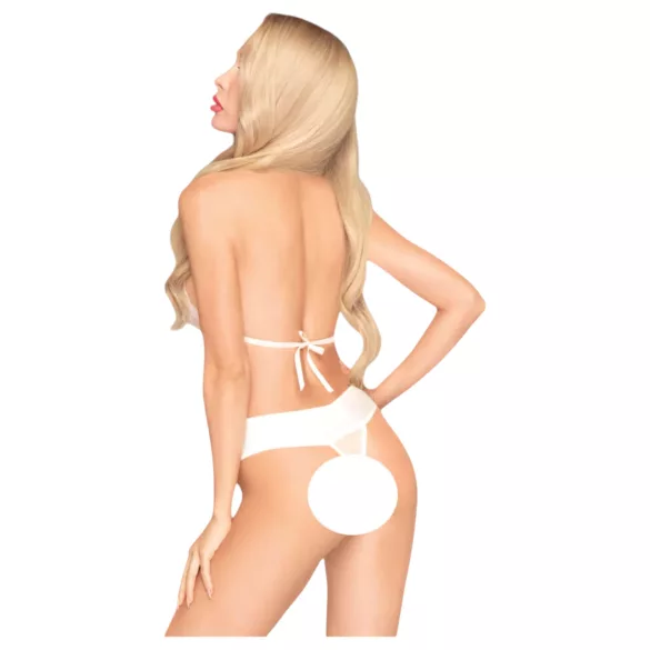 Penthouse - body erotyczne z kołnierzykiem - białe - L/XL