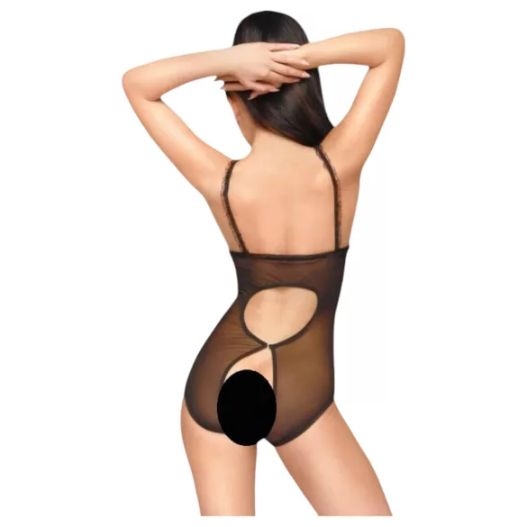 Penthouse Turned on - koronkowe body z otwartym krokiem - czarne - M/L