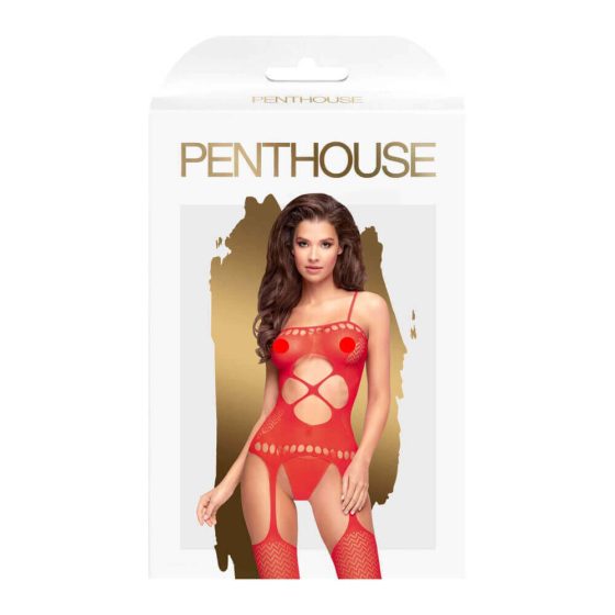 Penthouse Hot Nightfall - zygzakowaty, otwarty zestaw na szyję (czerwony)