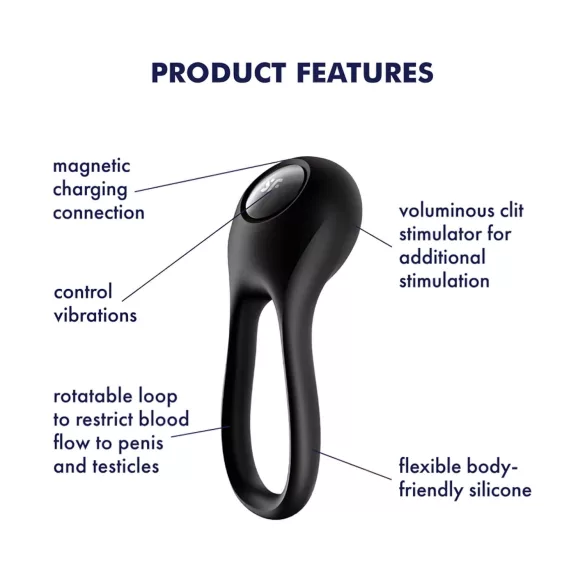 Satisfyer Majestic Duo - akumulatorowy, wodoodporny pierścień na penisa (czarny)