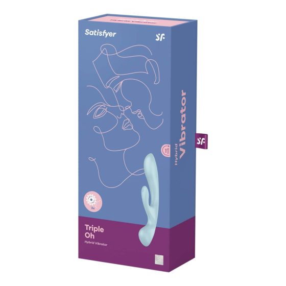 Satisfyer Triple Oh - bezprzewodowy wibrator z różdżką (niebieski)