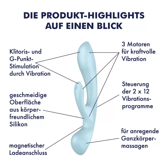 Satisfyer Triple Oh - wibrator z funkcją stymulacji łechtaczki - akumulatorowy