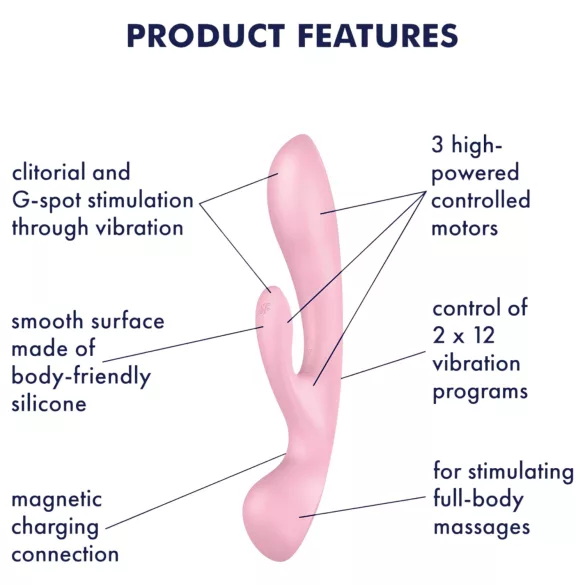 Satisfyer Triple Oh - wibrator z ramieniem do łechtaczki - bezprzewodowy