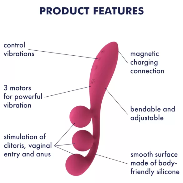 Satisfyer Tri Ball 1 - wibrator wielofunkcyjny ładowany - czerwony