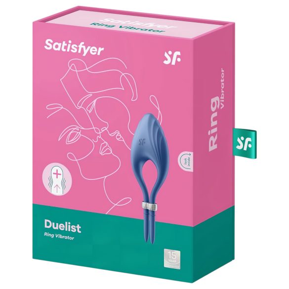 Satisfyer Duelist - wibrujący pierścień na penisa z akumulatorem (niebieski)