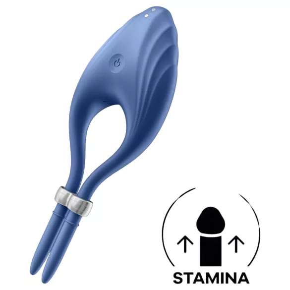 Satisfyer Duelist - wibrujący pierścień na penisa z akumulatorem (niebieski)
