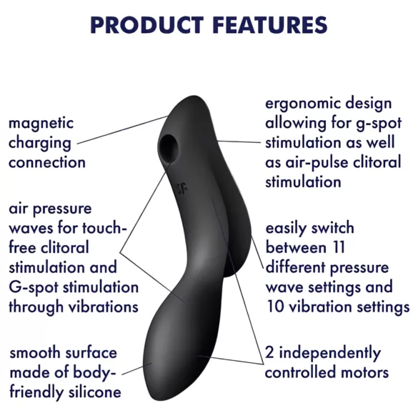 Satisfyer Curvy Trinity 2 - wibrator 2w1 z falami powietrznymi (czarny)
