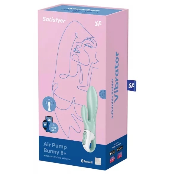 Satisfyer Air Pump Bunny 5 - sterowany aplikacją pompowany wibrator (miętowy)
