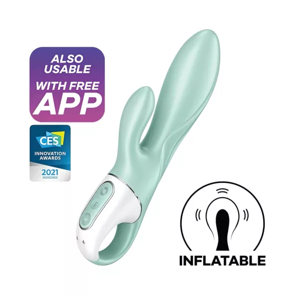 Satisfyer Air Pump Bunny 5 - sterowany aplikacją pompowany wibrator (miętowy)