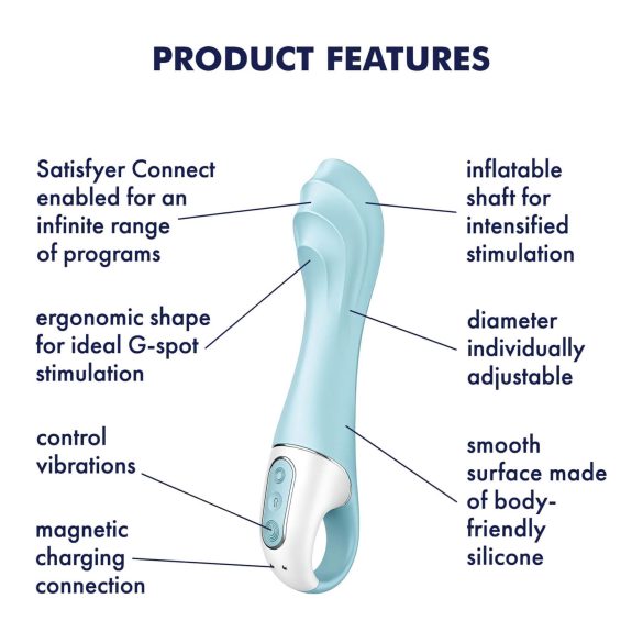 Satisfyer - wibrujący stymulator z funkcją pompowania - silikon - niebieski