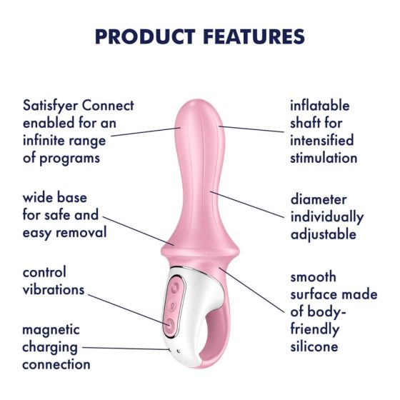Satisfyer Air Pump Booty 5 - inteligentny wibrator analny z pompką (różowy)