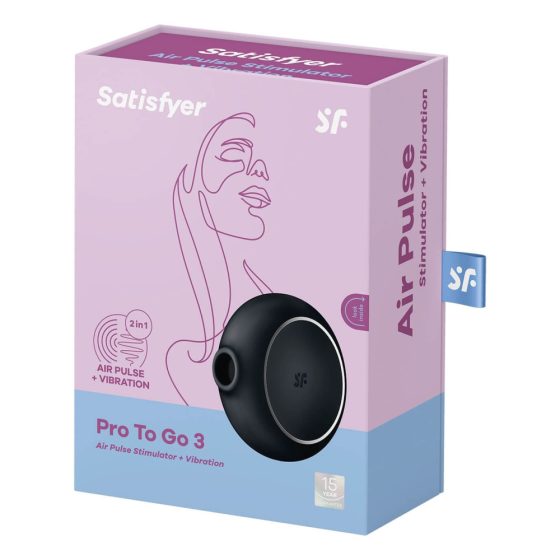 Satisfyer Pro To Go 3 - ładowalny stymulator łechtaczki z falami powietrza (czarny)