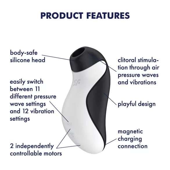 Satisfyer Orca - stymulator łechtaczki fale powietrzne wodoodporny czarno-biały