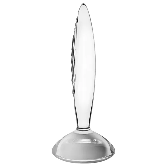 Satisfyer Sparkling Crystal - szklany dildo żebrowany - przezroczysty