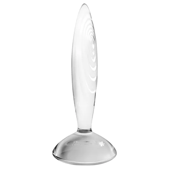 Satisfyer Sparkling Crystal - szklany dildo żebrowany - przezroczysty