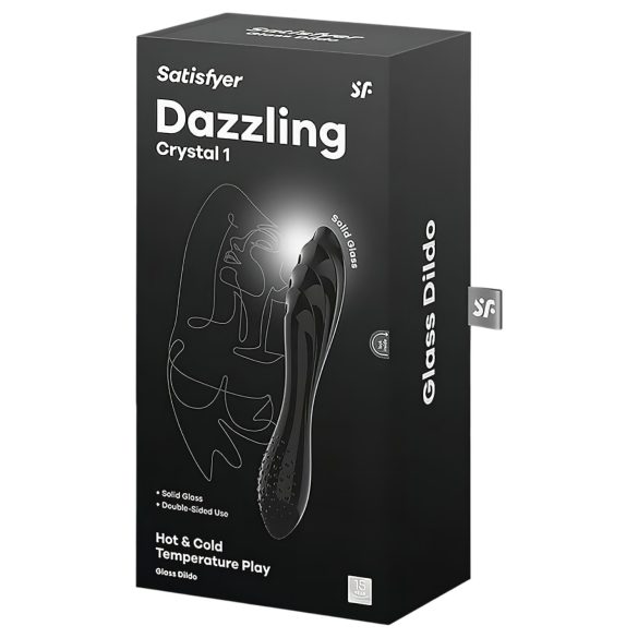 Satisfyer Dazzling Crystal 1 - podwójny szklany dildo - czarny