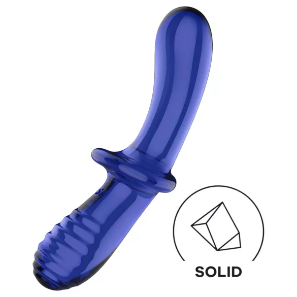 Satisfyer Double Crystal - dildo szklane dwustronne - niebieski