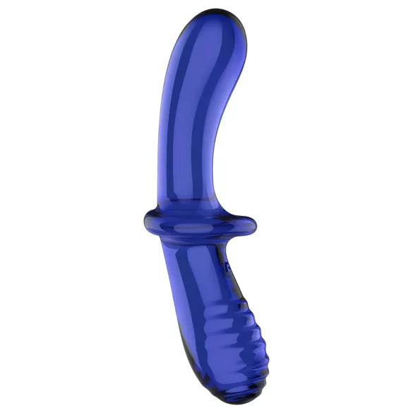 Satisfyer Double Crystal - dildo szklane dwustronne - niebieski