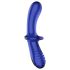 Satisfyer Double Crystal - dwustronne szklane dildo (niebieski)
