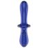 Satisfyer Double Crystal - dwustronne szklane dildo (niebieski)