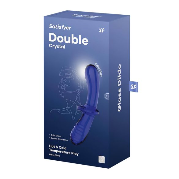 Satisfyer Double Crystal - dildo szklane dwustronne - niebieski