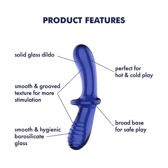 Satisfyer Double Crystal - dildo szklane dwustronne - niebieski
