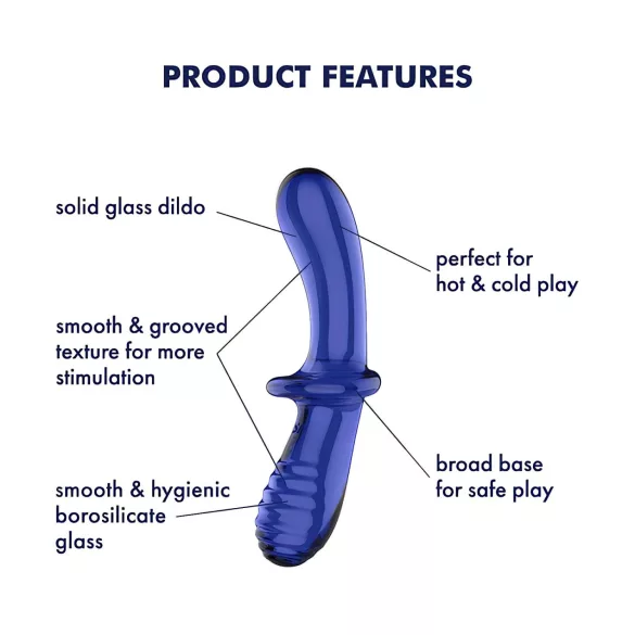Satisfyer Double Crystal - dildo szklane dwustronne - niebieski