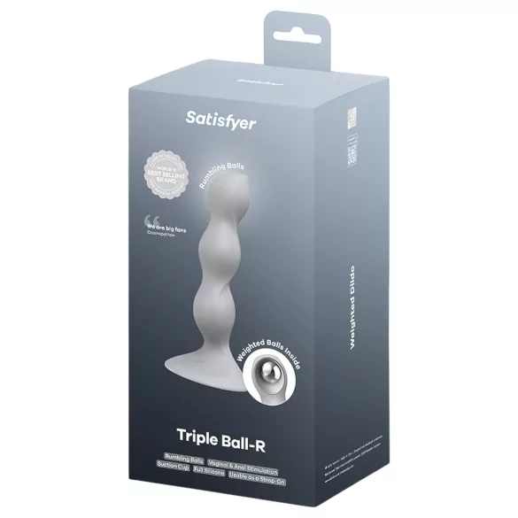 Satisfyer Triple Ball-R - dilda z koralikami - szary