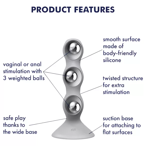 Satisfyer Triple Ball-R - dilda z koralikami - szary