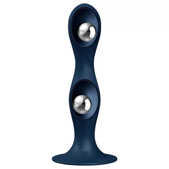 Satisfyer Double Ball-R - dildo waginalne wagowe - silikon - niebieski